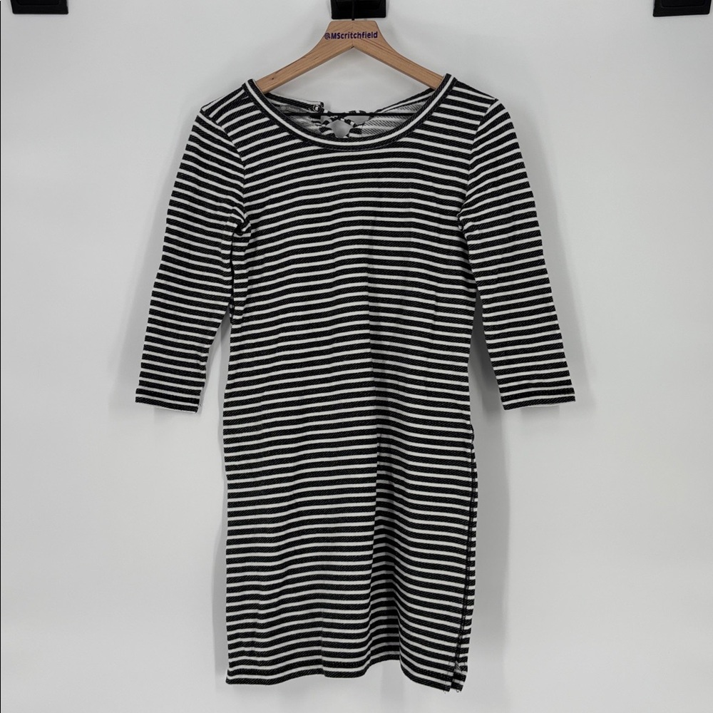 T by Talbots Casual Striped Dress black white small petite sp